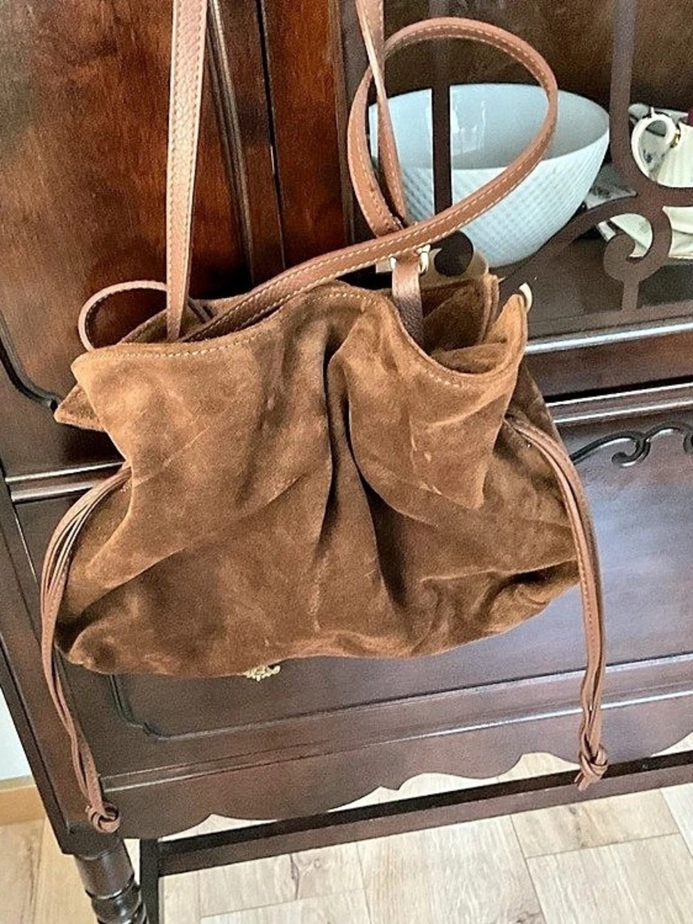 Brown Suede Fringe Hobo Bag